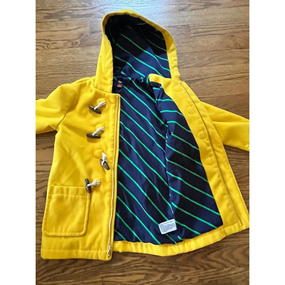 Rowing Blazers Kids Yellow Fleece Duffle Pea Coat Toggle Hooded Jacket XS 4/5